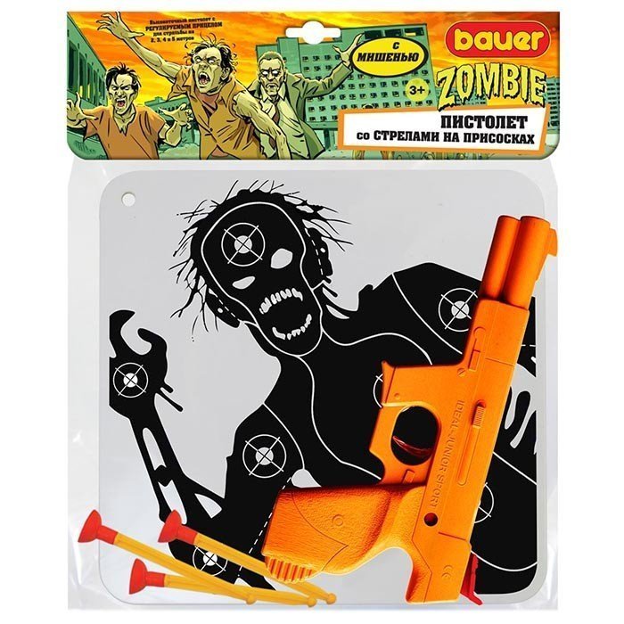 Пистолет Bauer 734 большой с мишенью со стрелами на присосках Охотник на зомби (Вид 1)