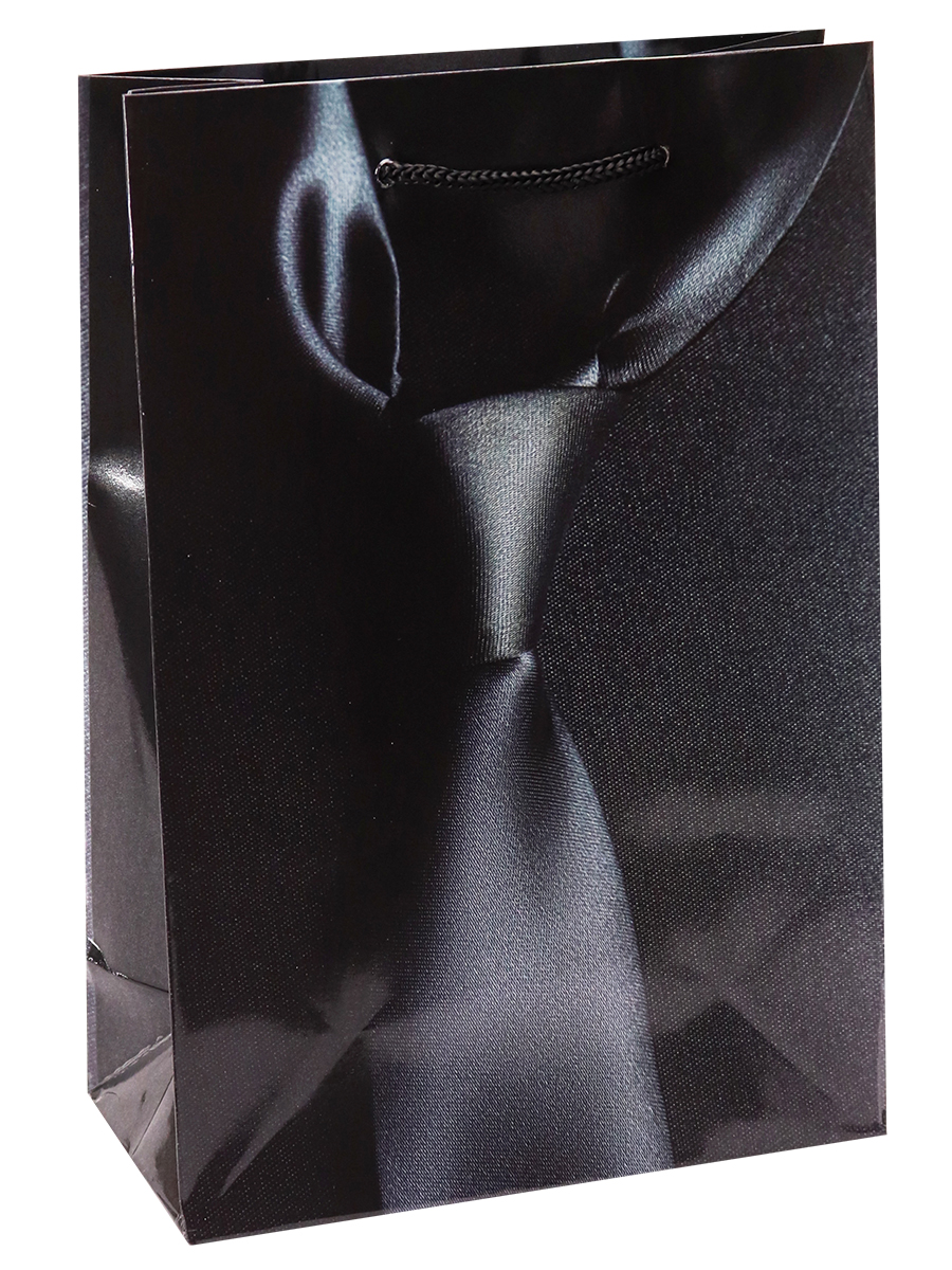 Optima Пакет подарочный с глянцевой ламинацией 14x20x6,5 см  (MS) Чёрный галстук, 128 г ППК-6267