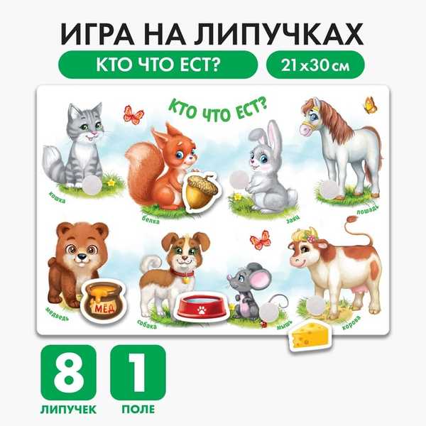 Игрушка развивающая  Веселые липучки. Кто что ест? МИНИ    3468886 (Вид 1)