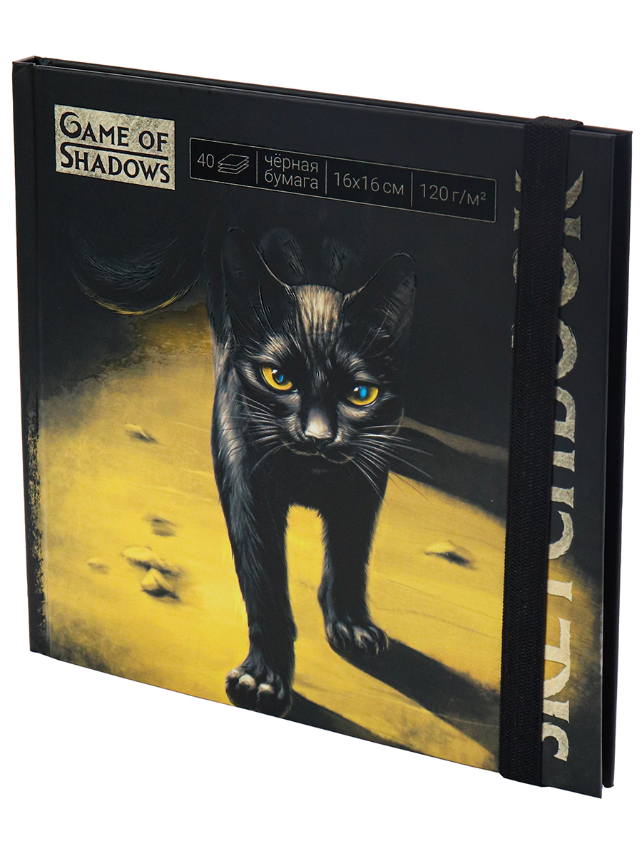 Скетчбук 160х160 Black cat (7БЦ, мат лам+выб лак, 40л, 120г, черная бумага) С40-4074 (Вид 1)