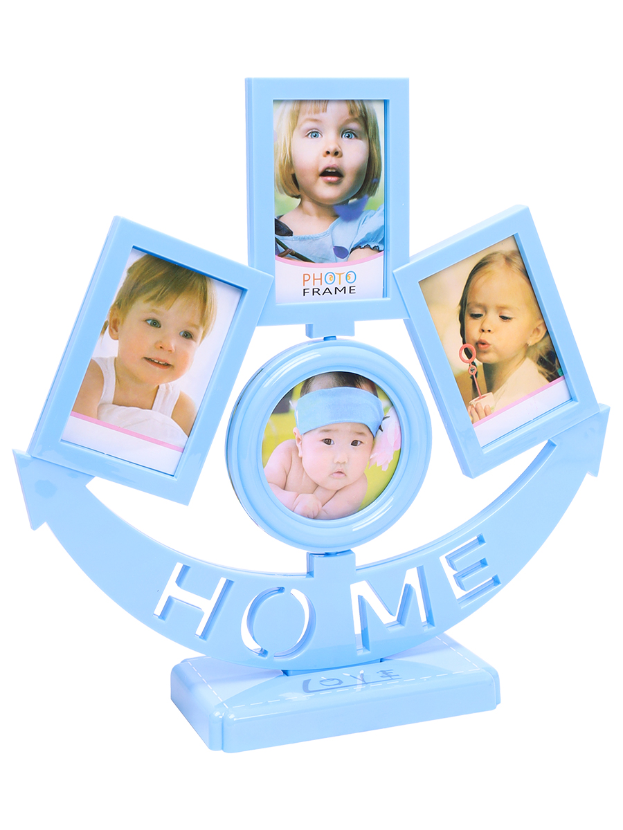 Фоторамка-коллаж (4 фото, 3-6х9, 1-4х6 см) Счастливый дом, голубая ФР-7377 (Вид 1)