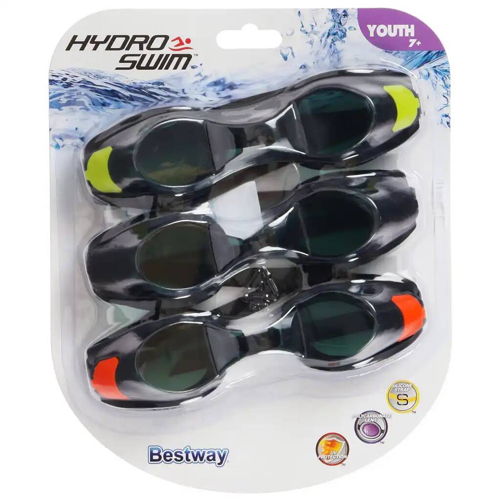 Очки для плавания Focus от 7 лет, 3 цвета в наборе (Вид 2)