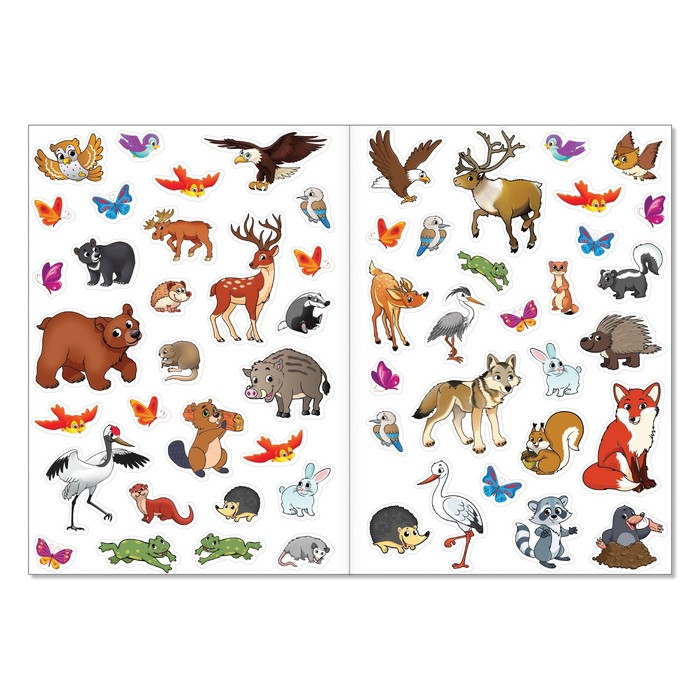 Книга с многоразовыми наклейками Животные леса   3950976 (Вид 3)