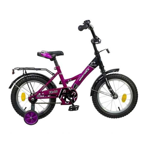 Велосипед NOVATRACK 16, FR-10, фиолетовый, тормоз нож., крылья и багажник хром.