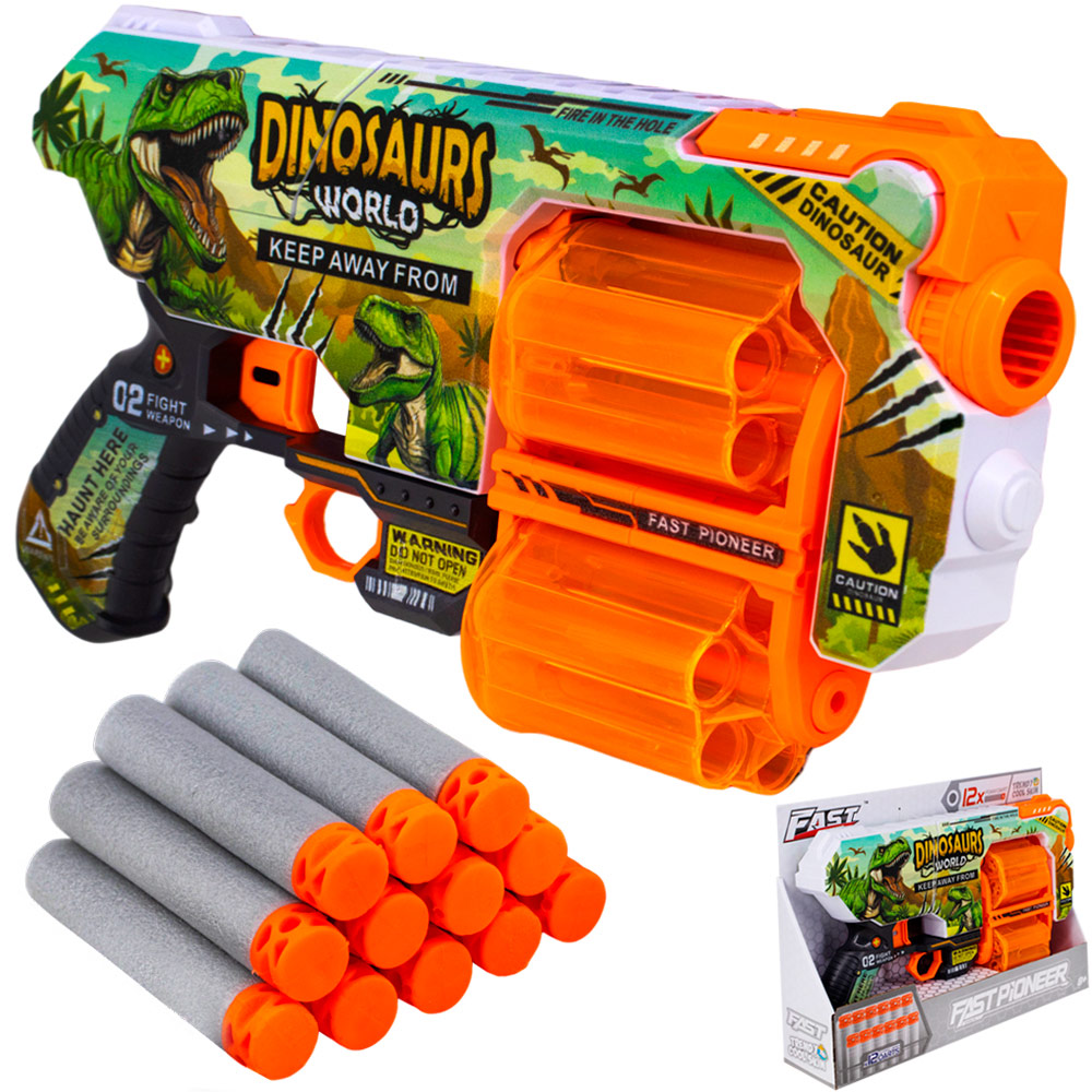 Пистолет BH147 Динозавр с безопасными пулями в кор.