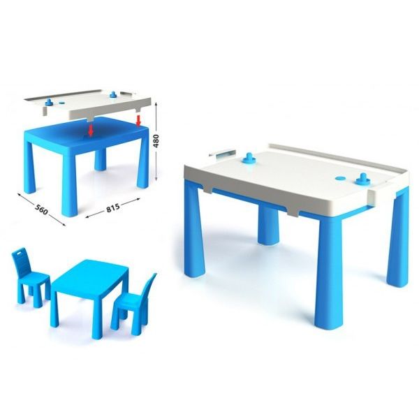 Комплект Стол детский + комплект для игры+ 2 стульчика  (синий)