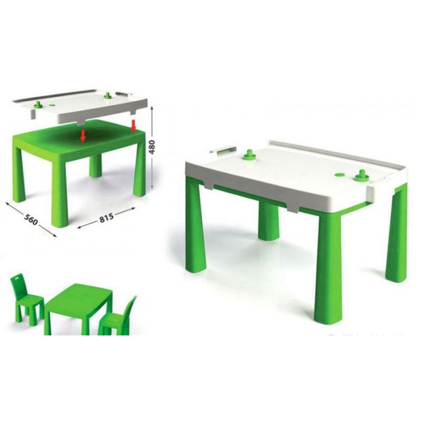 Комплект Стол детский + комплект для игры+ 2 стульчика  (салатовый )
