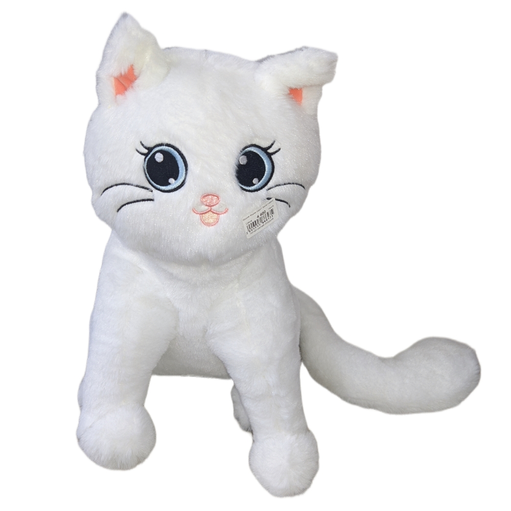 Мягкая игрушка Кошка сидит 30см (черная/белая)