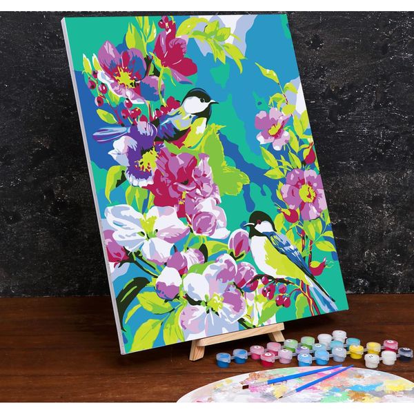 Картина по номерам на холсте с подрамником Птицы в цветах 40*50 см 4971865