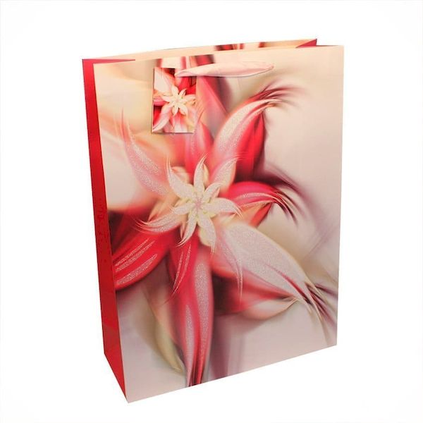 Dream cards Пакет подарочный с мат. лам. и глиттером 32х26х12 (L) Чарующий цветок, 210 г ПП-4142