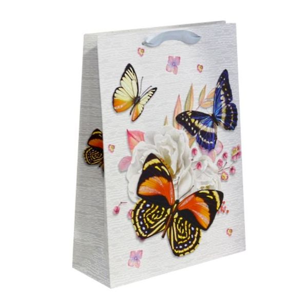 Dream cards Пакет подарочный с мат. лам. и глиттером 42х31х12 см (XL) Красивые бабочки, 210г ПП-4202