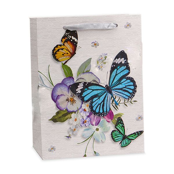 Dream cards Пакет подарочный с матовой ламинацией и глиттером 42х31х12 см (XL) Бабочки,210 г ПП-4205 (Вид 1)