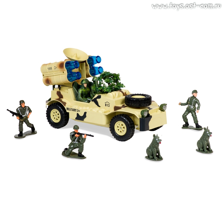 Р/У игрушка Военный джип с радаром и ракетной установкой MioshiArmy (30см, с фигурками 4 солдата и