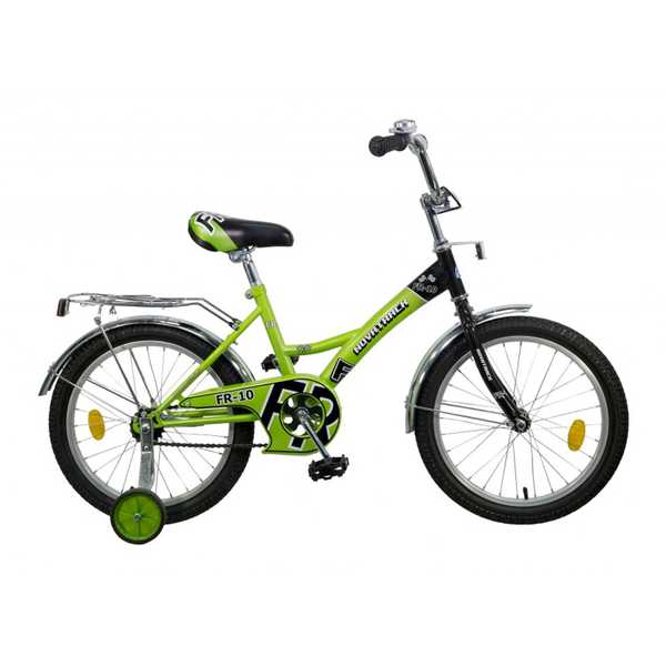 Велосипед NOVATRACK 16, FR-10, зелёный, тормоз нож., крылья и багажник хром.