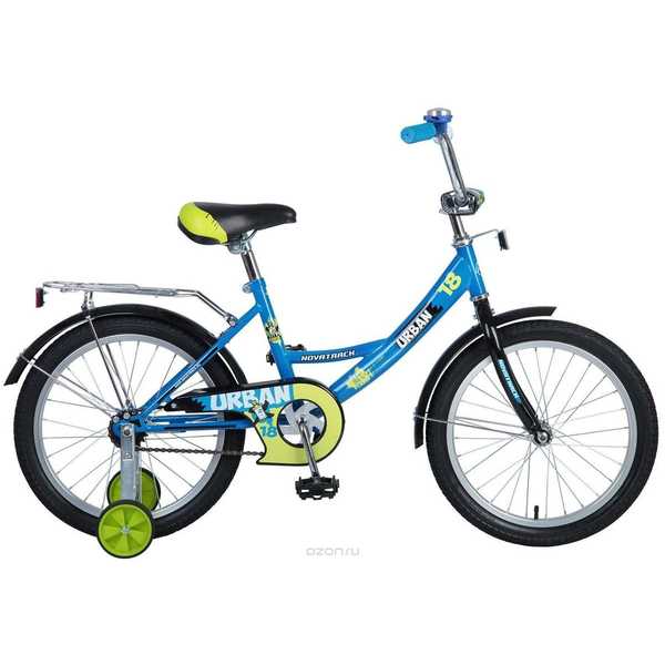 Велосипед NOVATRACK 18, URBAN, синий, тормоз нож., цветн.крылья, багажник хром.