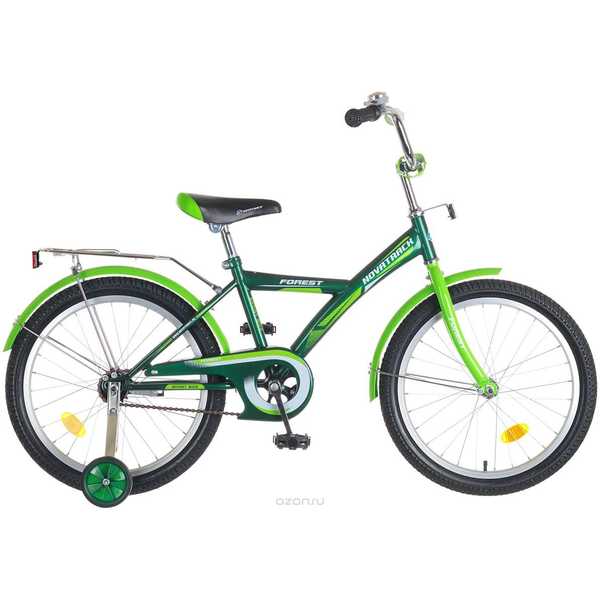 Велосипед NOVATRACK 20, YT FOREST, зеленый, тормоз нож., крылья цветн., багажник хром