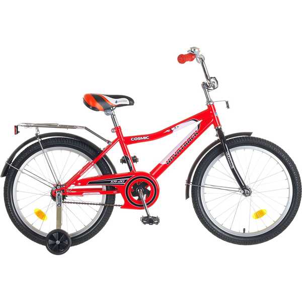 Велосипед NOVATRACK 20, COSMIC, красный, тормоз нож., крылья, багажник хром.