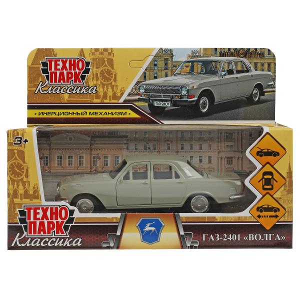 Машина металл ГАЗ-2401 ВОЛГА длина 12 см, двери, багаж, инерц, серый, кор. Технопарк 2401-12-GY