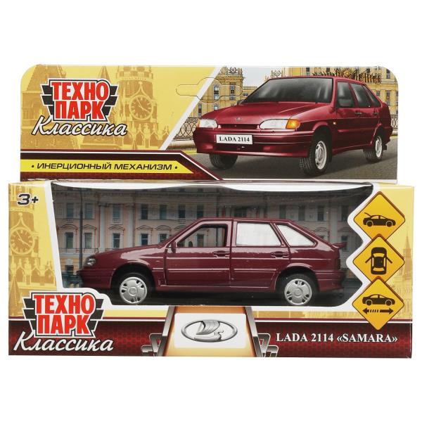 Машина металл LADA -2114 SAMARA, 12 см, двер, баг, инерц, фиолетовый, кор. Технопарк 2114-12-PRL