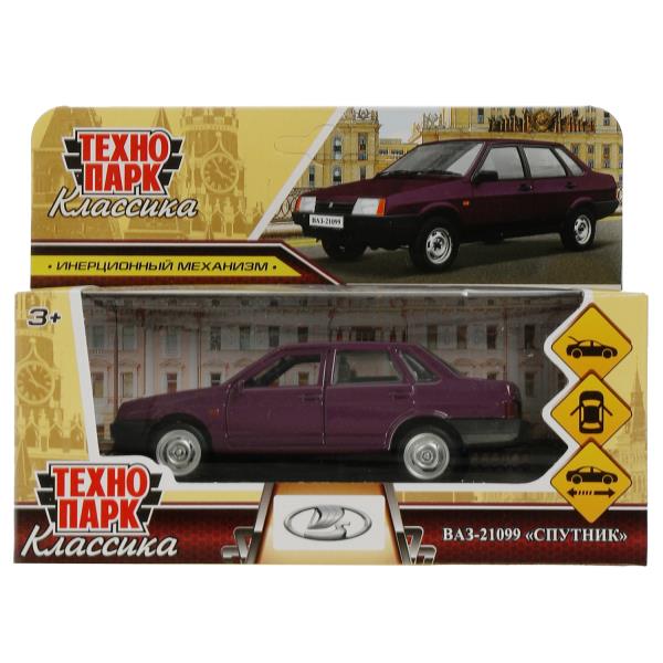 Машина металл LADA-21099 СПУТНИК 12 см, двер, баг, инерц, фиолетовый, кор. Технопарк 21099-12-PRL