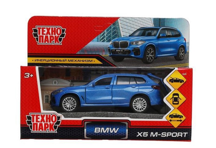 Машина металл BMW X5 M-SPORT 12 см, двери, багаж, инерц, син, кор. Технопарк в кор.2*36шт