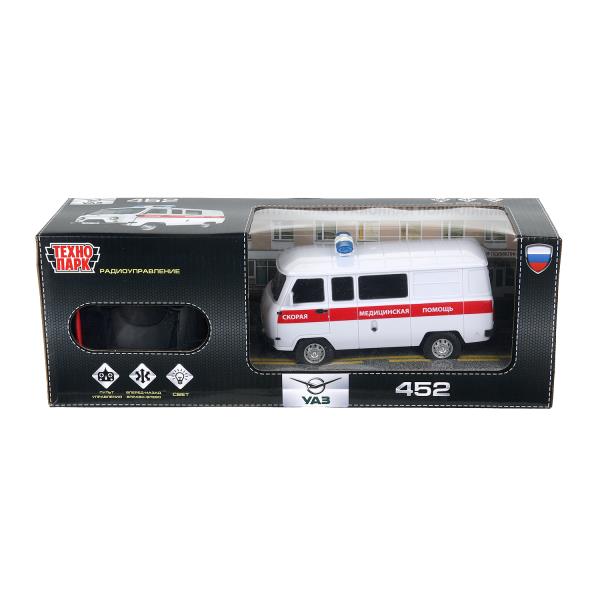 Машина р/у УАЗ 452 СКОРАЯ ПОМОЩЬ, 18 см, свет, бел, кор. Технопарк 452-18RCL-AMB-WH (48)