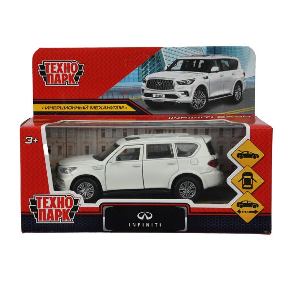 Машина металл INFINITI QX80, длина 12,5 см, двери, баг., инер, белый, кор. Технопарк QX80-12-WH (72)