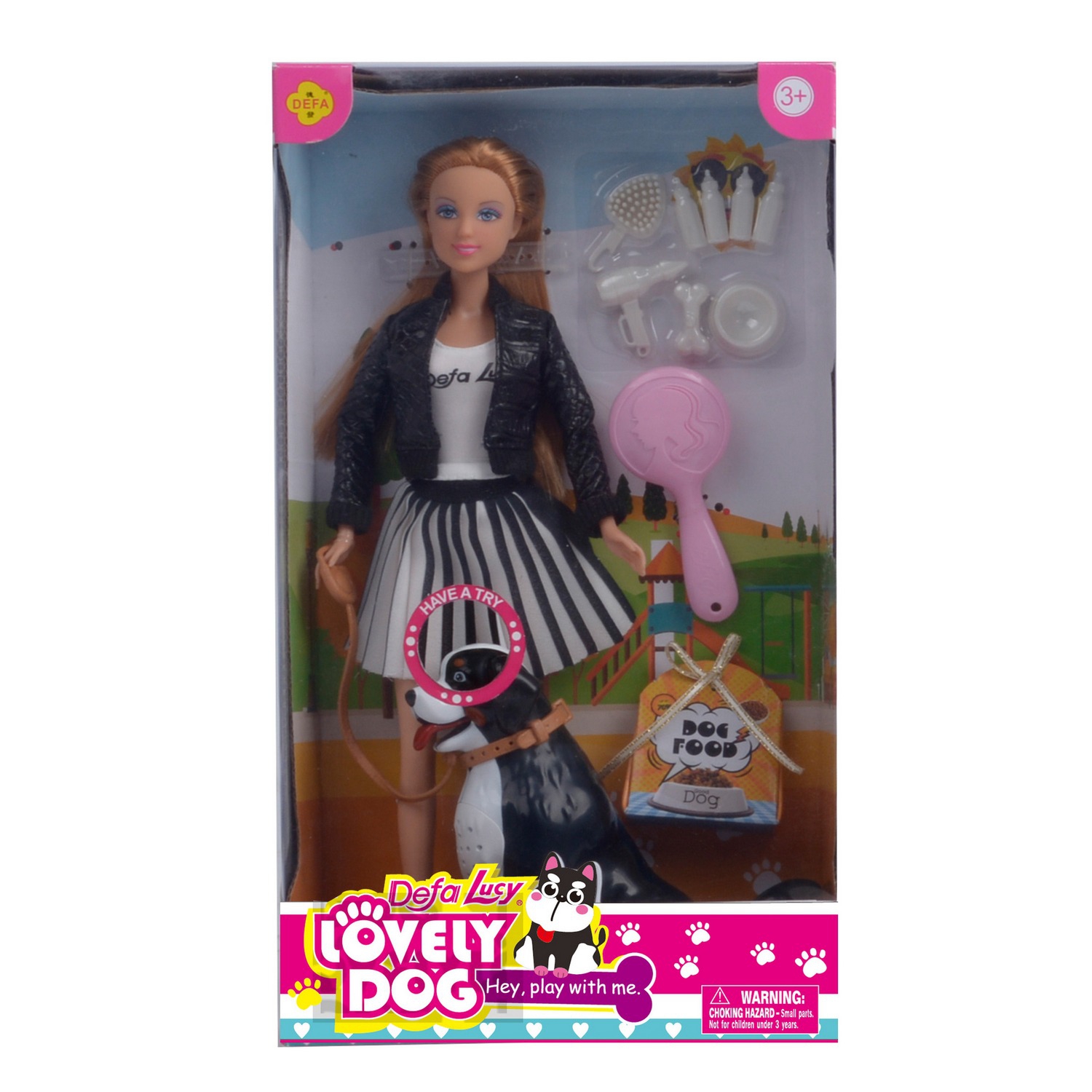 Кукла DEFA Lucy Девушка с питомцем (28,5 см, пёс, звук, аксесс.) (Вид 1)
