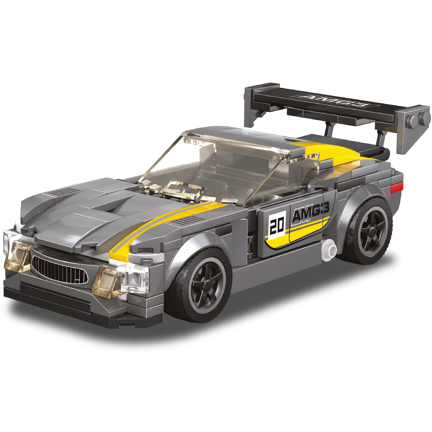 Конструктор Mioshi Tech Гонка: Серый гоночный автомобиль (285 дет., 17,5 см)