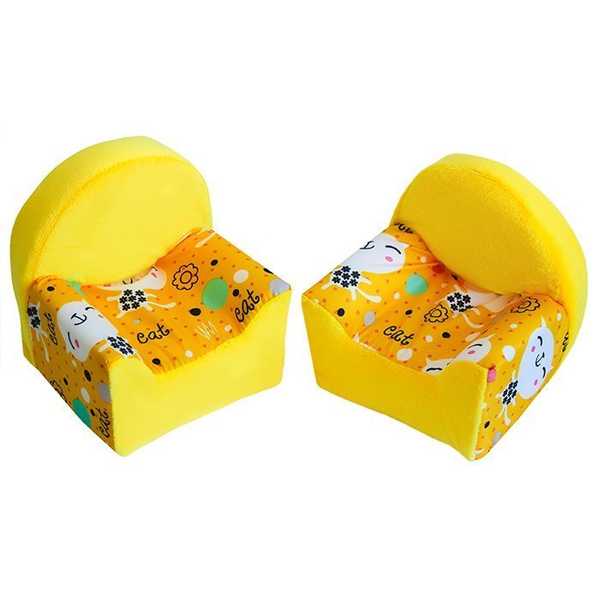 Мебель мягк. 2 кресла Коты желтые с желтым плюшем НМ-001/1-30