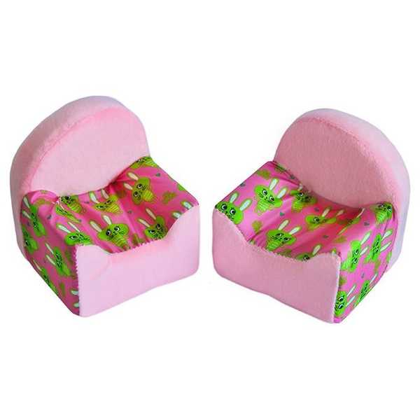 Мебель мягк. 2 кресла Кролики розовые с розовым плюшем НМ-001/1-31