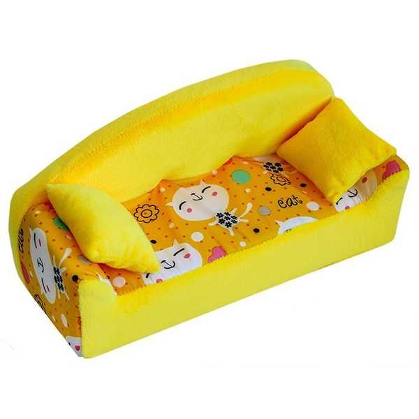 Мебель мягк. Диван,2 подушки Коты желтые с желтым плюшем НМ-002/1-30