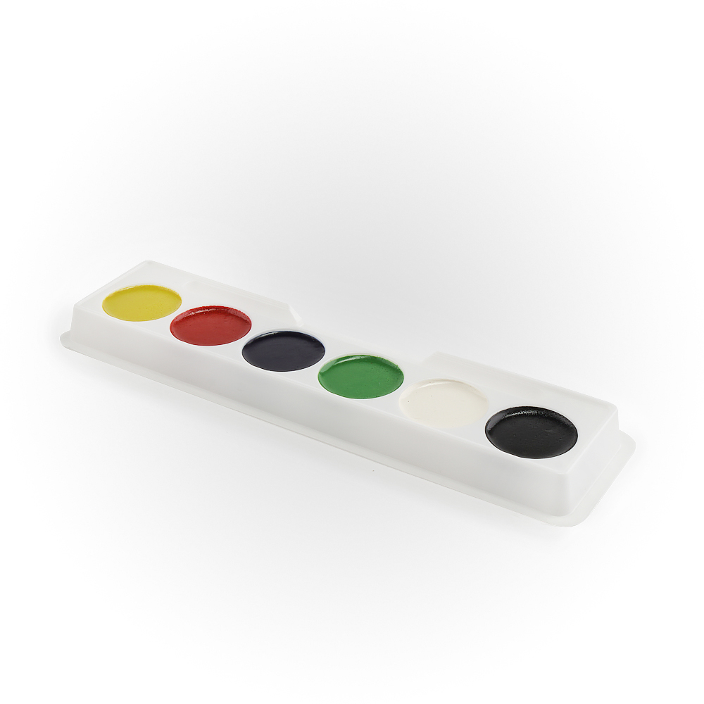 Акв-005 Акварельная краска в пластм уп (узкая) 6 цветов, б/к (Вид 1)