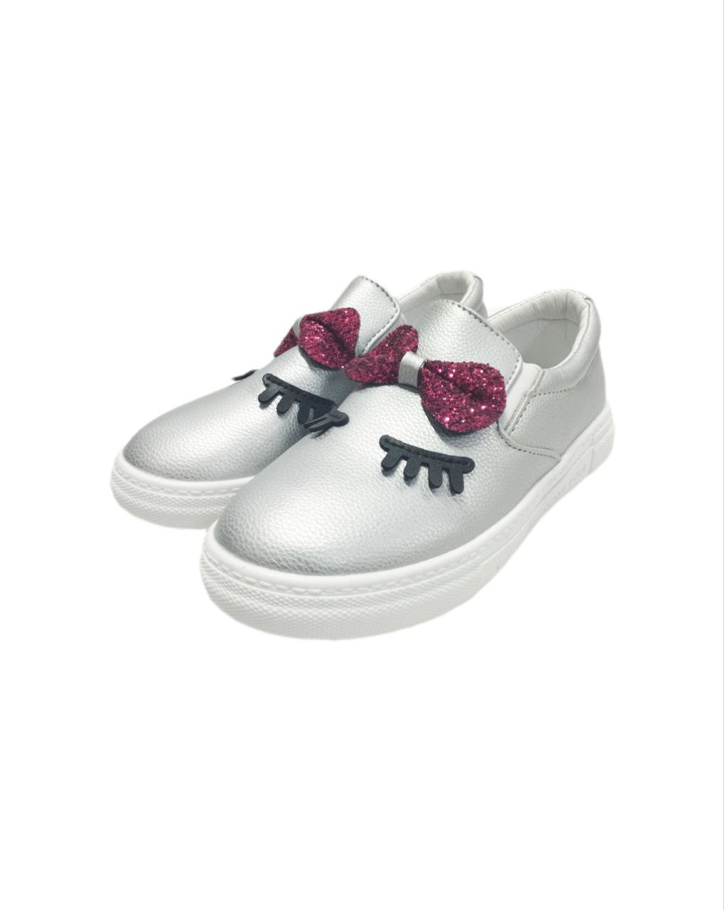 Мокасины для девочек  серебряный  QY-12-18 р32