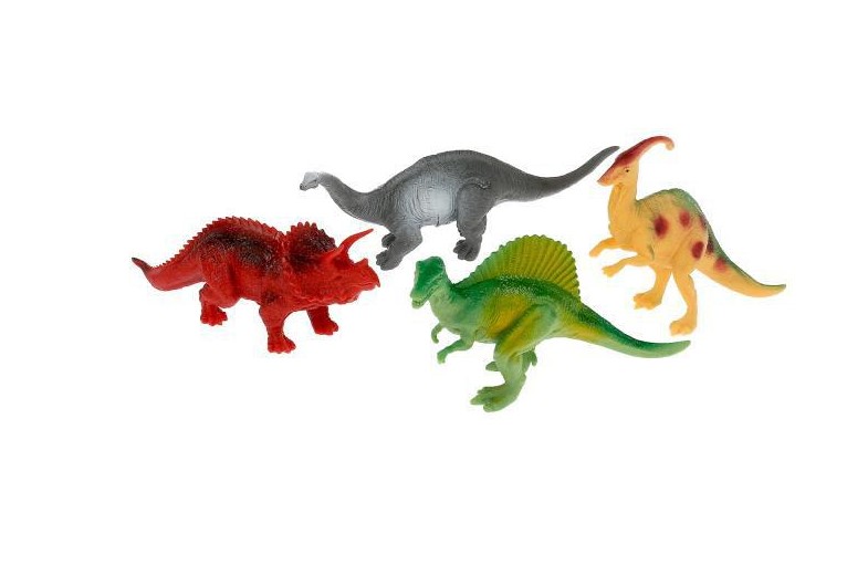 Игрушка пластизоль ДИНОЗАВРЫ 4 динозавра в пакете ИГРАЕМ ВМЕСТЕ в кор.2*60наб