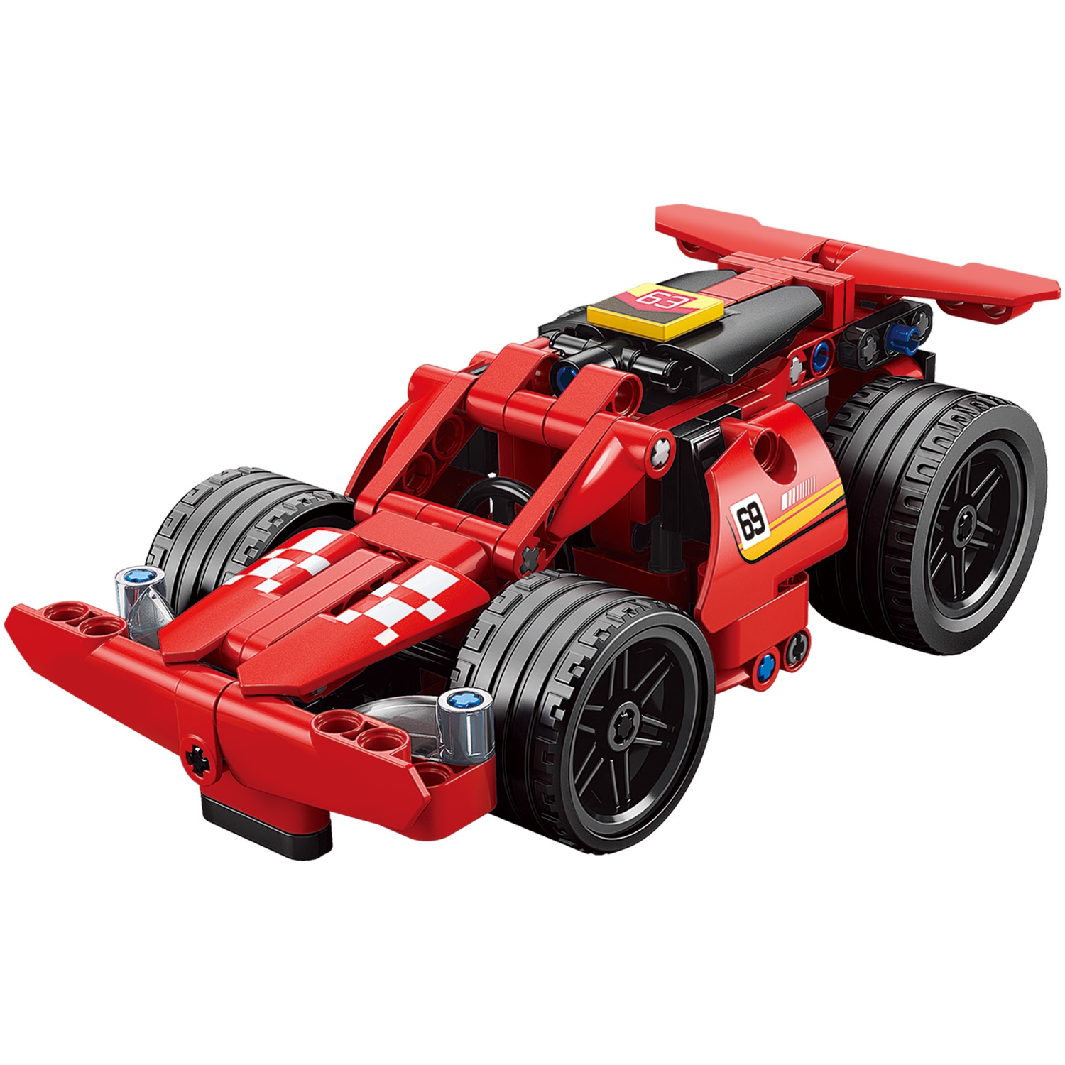 Конструктор Mioshi Tech Пуллбэк 2 в 1: Красный гоночный болид (204 дет., 18,5 см, пружин. механизм