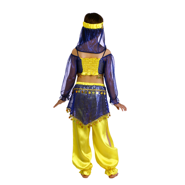 Восточная красавица Шахеризада сине-желтая повязка, топ с рукавами, штаны р- 28 рост 9   2466269 (Вид 3)