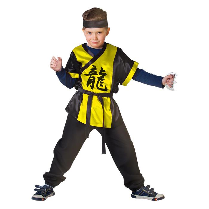 Карнавальный костюм Ниндзя: Жёлтый дракон с оружием, р-р 34, рост 134 см  5296384