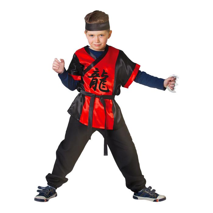 Карнавальный костюм Ниндзя: Красный дракон с оружием,  р-р 28, рост 98-104 см 5352504 (Вид 1)