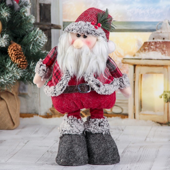 Мягкая игрушка Дед Мороз в шубке - длинные ножки стоит 17*56 см 3563312
