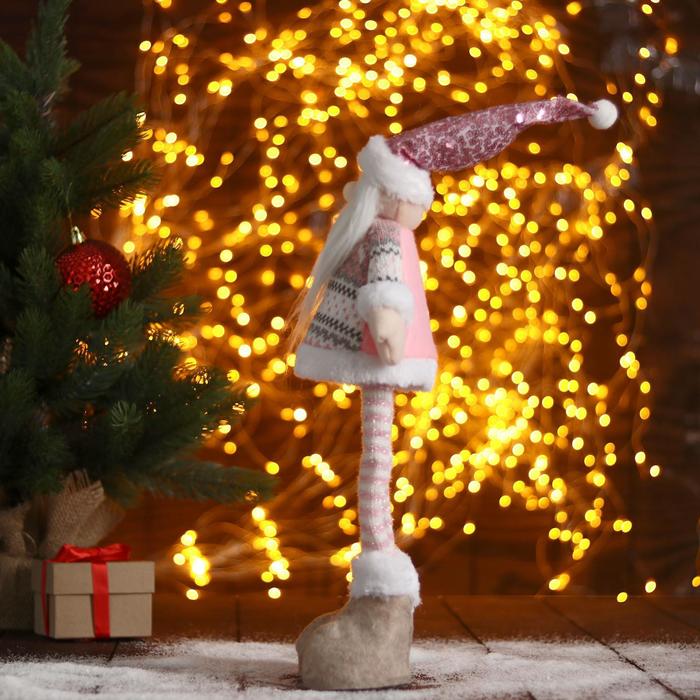 Мягкая игрушка Дед Мороз в розовом-длинные ножки 12х40см   5036084 (Вид 2)