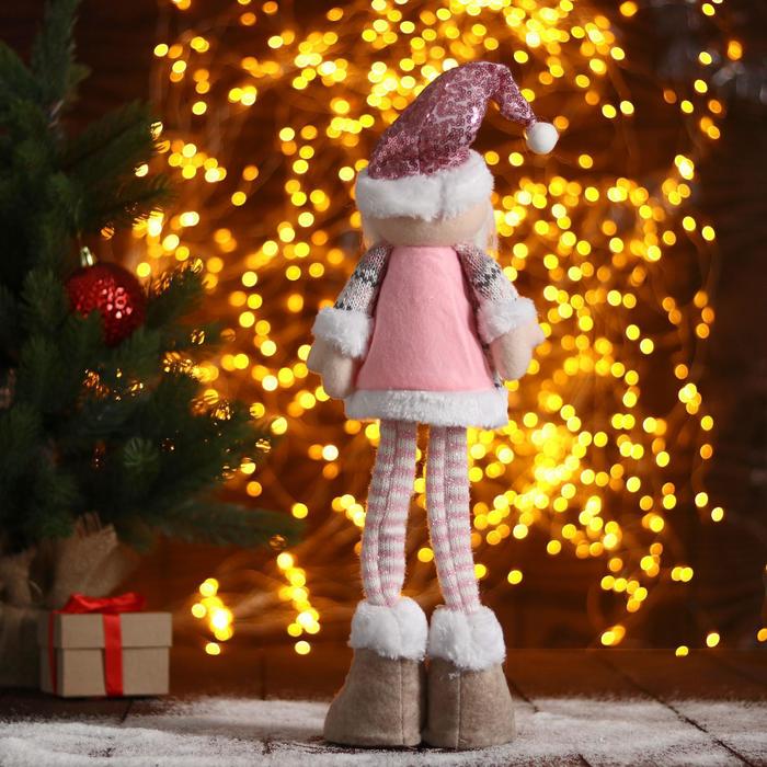 Мягкая игрушка Дед Мороз в розовом-длинные ножки 12х40см   5036084 (Вид 3)