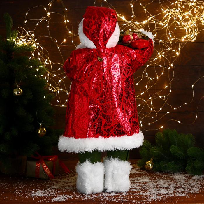 Дед Мороз В зелёном костюме, с мешком подарков 35х60 см 6938356 (Вид 4)