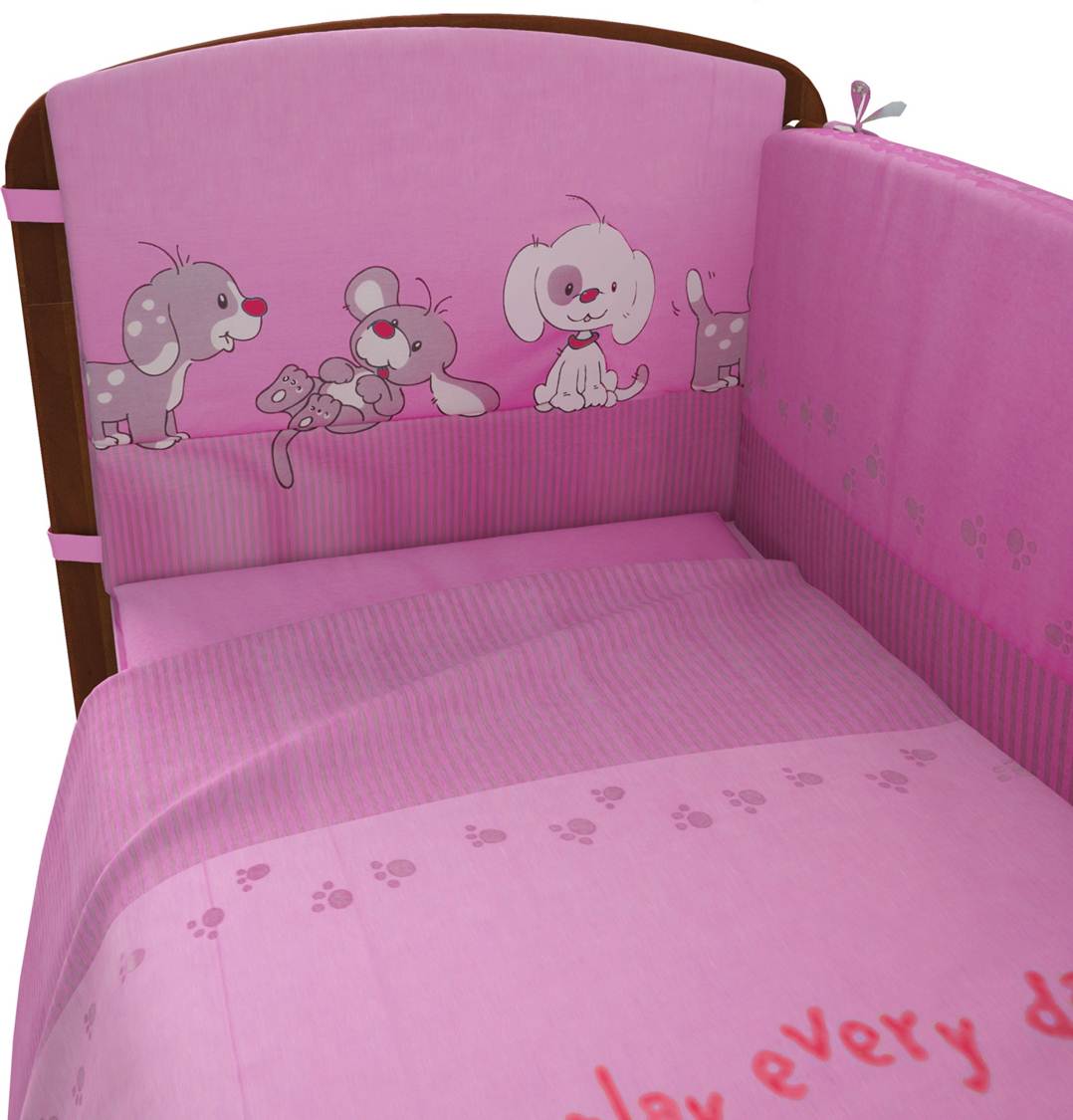 Комплект в кроватку Фея Веселая игра 6 предметов, розовый