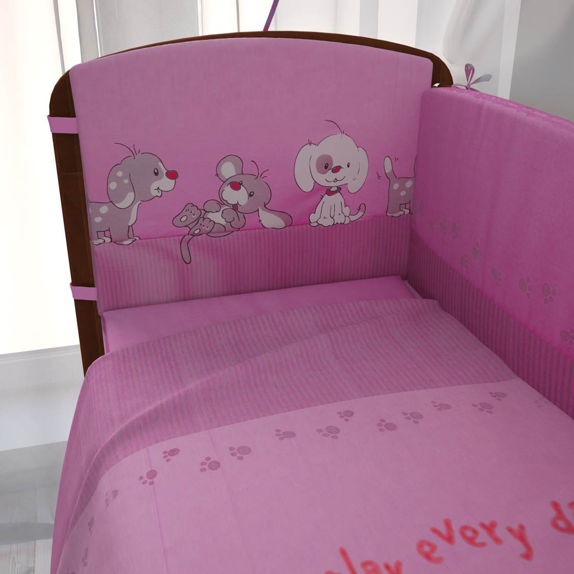 Комплект в кроватку Фея Веселая игра 6 предметов, розовый (Вид 3)