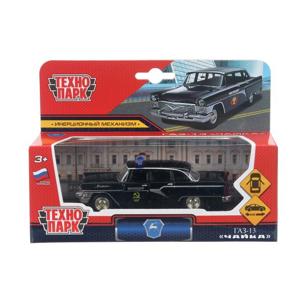 Машина металл ГАЗ ЧАЙКА 11,5 см, двери, инерц, черн, кор. Технопарк X600-H09082-R (108)