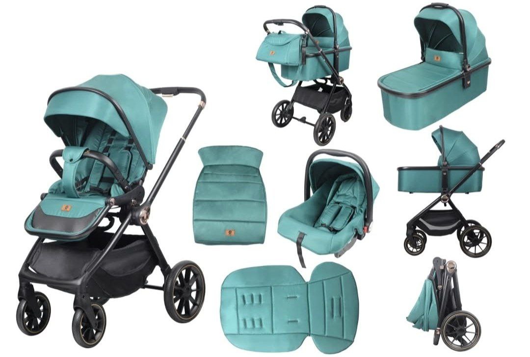 Детская коляска, зеленая арт.8806 3в1 NEW LUX