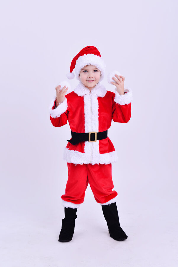 2061 к-19 Костюм Санта Клаус (рубашка, брюки, ремень, колпак) размер 122-64