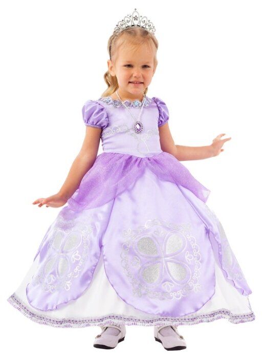 2092 к-20  Карнавальный костюм Принцесса Софи (платье, подъюбник на кольцах, подвеска,диадема) раз