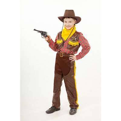 2046 к-18 Костюм Ковбой (рубашка с жилетом, брюки, бандана, шляпа, пистолет с кобурой) размер 122-